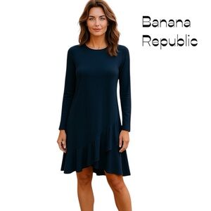 Banana Republic Navy Ruffle Dress NWT Size 12